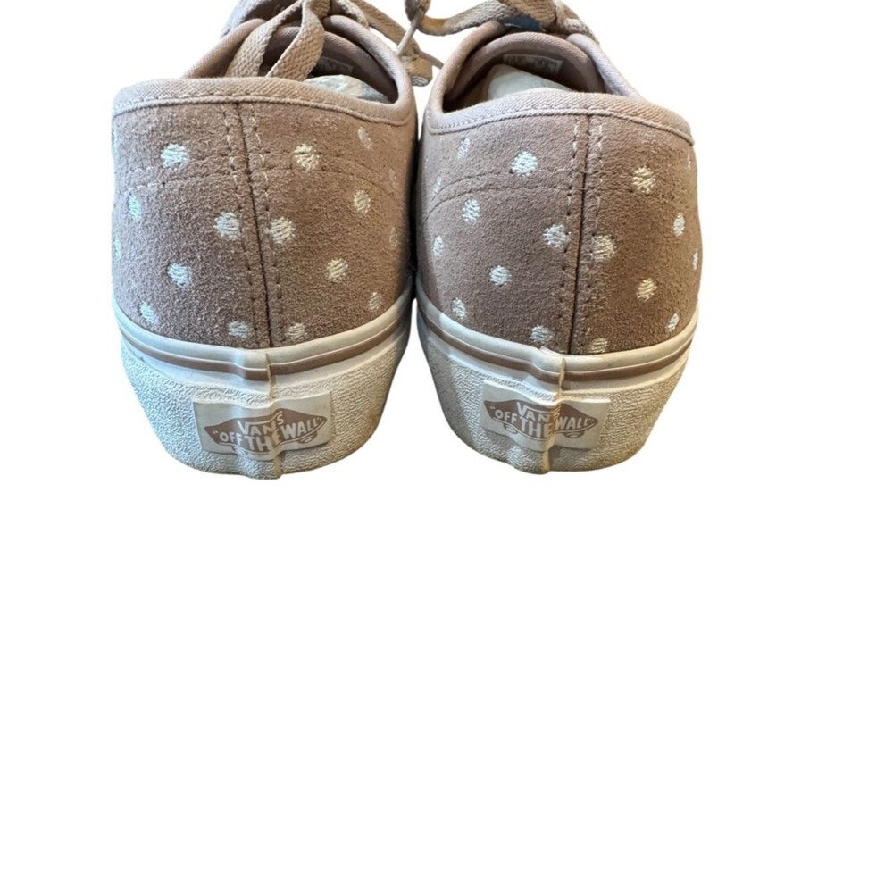 SOLD-Vans Authentic Platform 2.0 Suede Polka Dot Sneakers - Light Pink & White - Picture 4 of 14